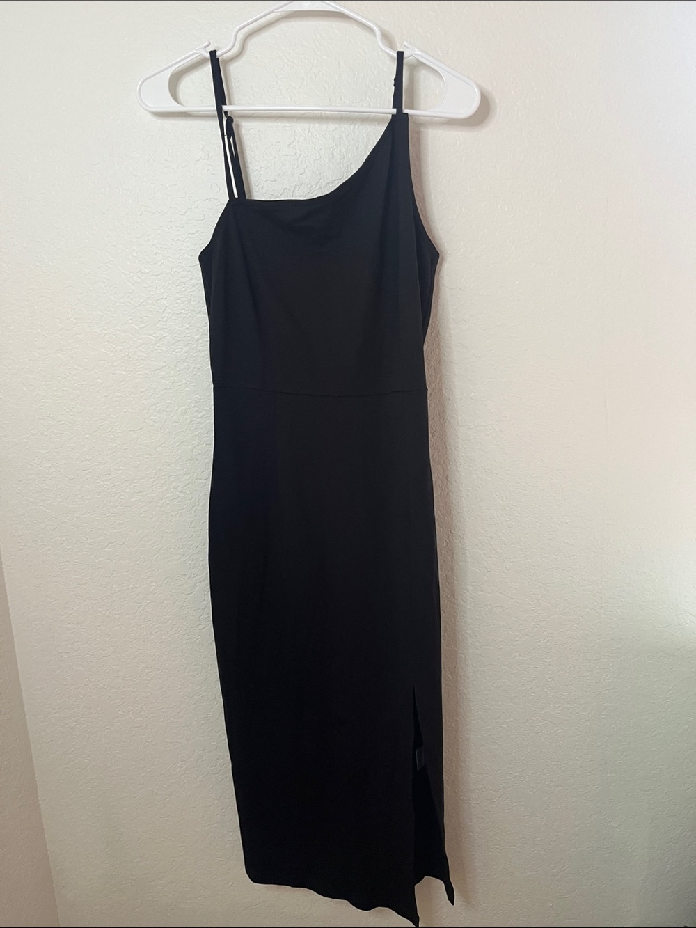 Elegant Black Asymmetrical Slip Dress with Side Slit
